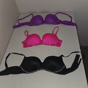 Victoria's Secret Vibrant Bra Collection - Purple, Pink, Black